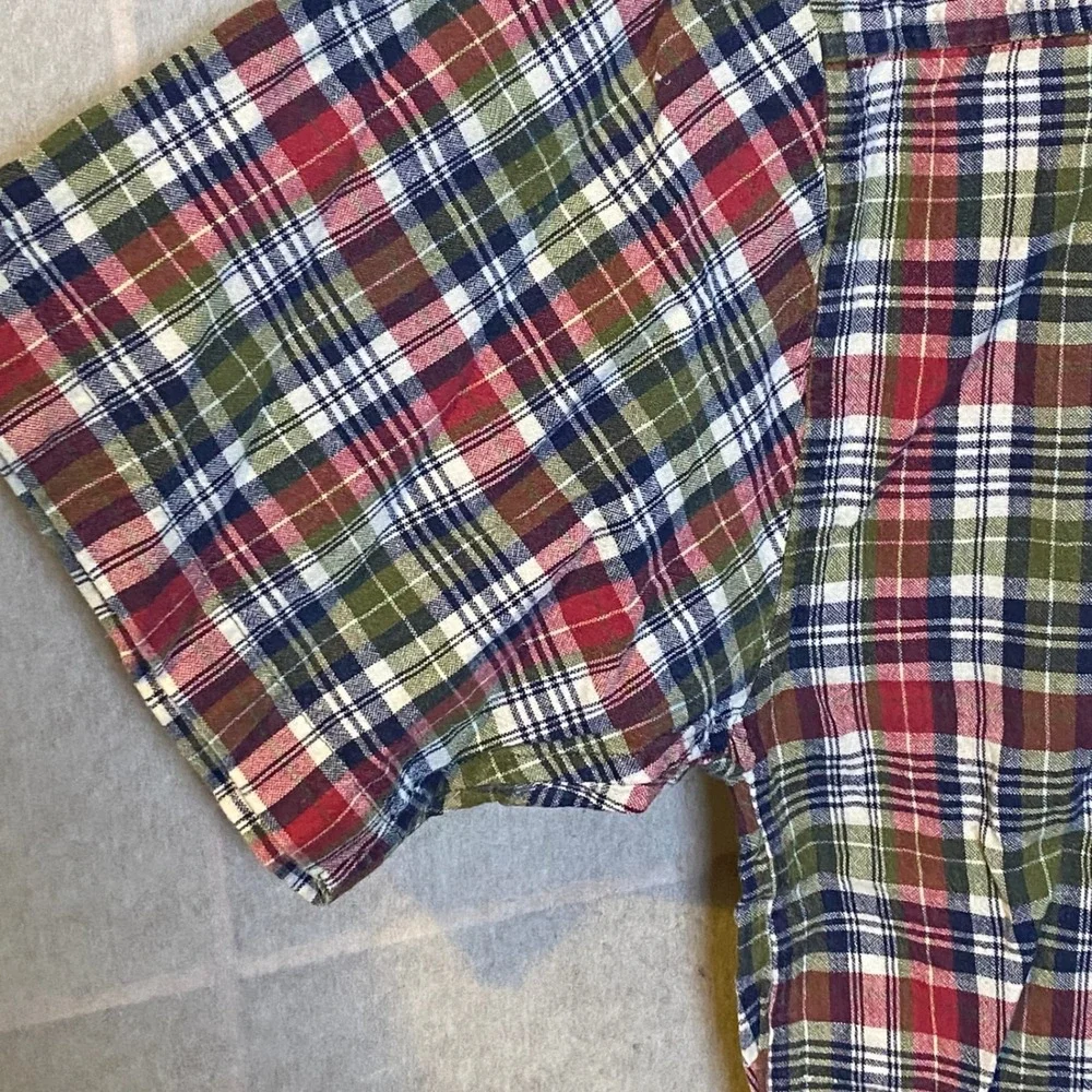 Vintage Red Sky Mens Large Short Sleeve Button Down Shirt Plaid‎ Cotton Red Y2K